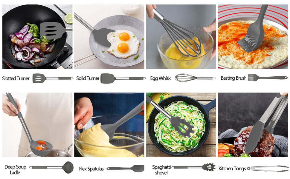 15 Piece Silicone Kitchen Utensil Set